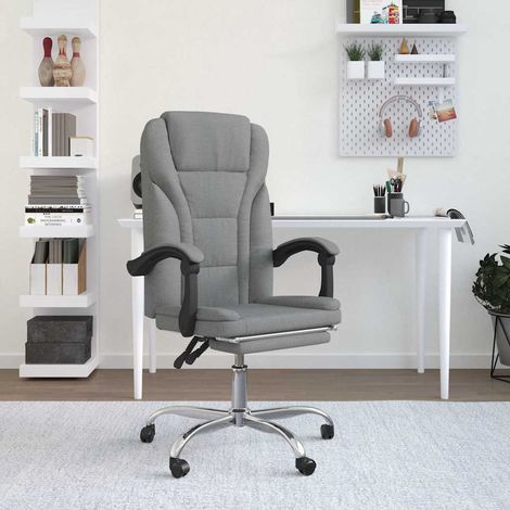 vidaXL Silla de oficina reclinable de tela gris claro (1/5)