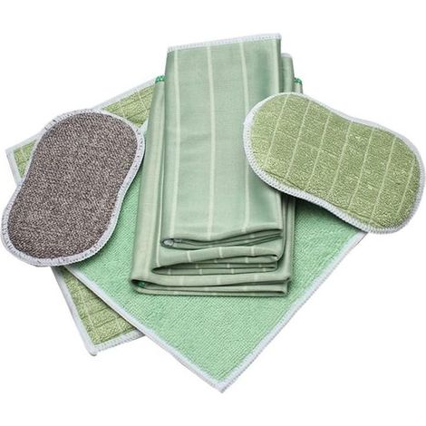 Lot de 6 Chiffon Bambou Microfibre pour Vitres Miroirs Carreaux Carrosserie Ménage Salle de Bain, (1/5)