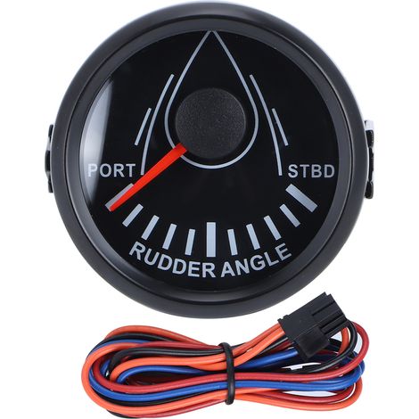 52mm Indicateur d'Angle de Barre Universel pour Bateau 0-190ohm Signal avec Capteur de Barre 9-32V Rétroéclairage Jauge pour Yacht Cadran Noir Couvercle Noir (1/5)