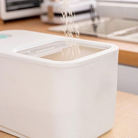 Boîte de rangement transparente coulissante pour seau à riz de cuisine domestique, résistante aux insectes et à l'humidité, seau de stockage de céréales hermétique, 20 catties. (1/5)