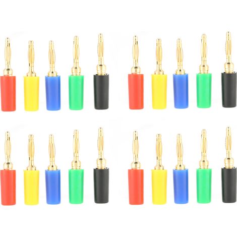 20 Pcs/set 2mm Mixed Colors Banana Plug Jack Test Probes Connector For Amplifier