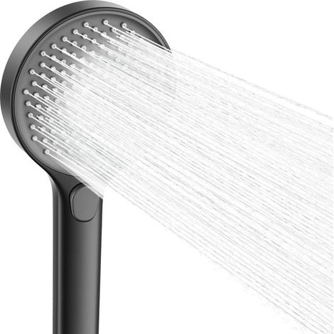 Duschkopf 130mm mit 3 Strahlarten, Wassersparend, Schwarz (1/5)