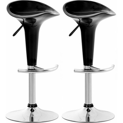 Set di 2 sgabelli da bar di design neri con altezza girevole e regolabile TDB10029