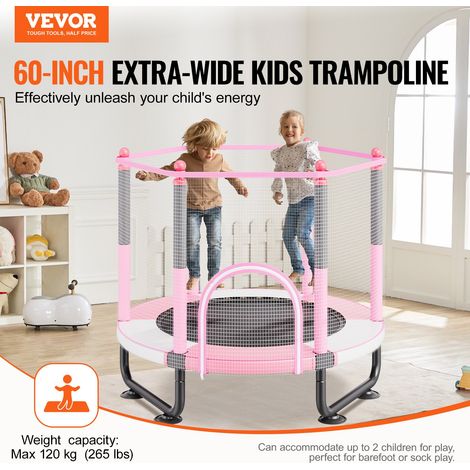 Mini trampoline pour enfant, 1545 mm, fitness rebounder récréatif pour tout-petits avec filet de sécurité et panier de basket, cade… (1/5)