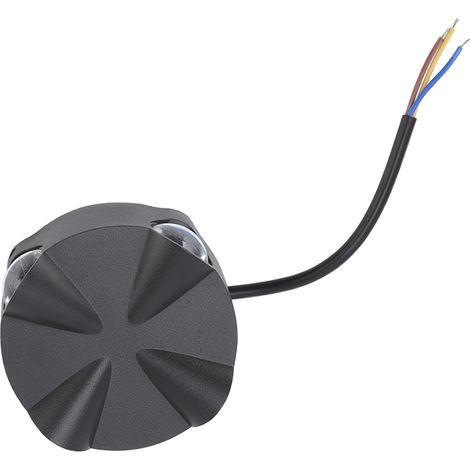 Applique murale circulaire LED en aluminium noir de style industriel, pour intérieur et extérieur, idéale pour une cour ou un meuble (4 W). (1/5)