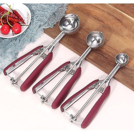 Cookie Scoop Set - Includes 1 Scoop/ 2 Scoops/ 3 Scoops - 3 Cookie Scoops for Baking - Cookie Dough Scoop - Made of 18/8 Stainless Steel (1/5)