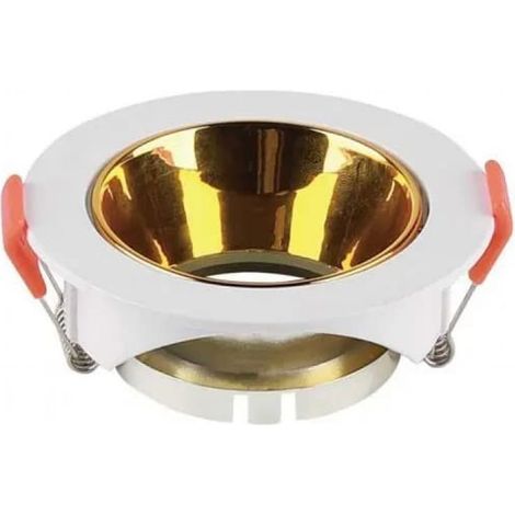 V-TAC VT-931 portafaretto led da incasso rotondo faretto GU10 colore bianco con riflettore oro dorato sku 6648 (1/5)