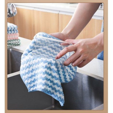 Lot de 5 chiffons de nettoyage en polaire non pelucheux réutilisables et absorbants en microfibre pour la maison, 25 x 25 cm (1/4)