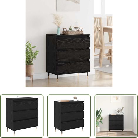 Holzwerkstoff - Sideboard Schwarz Eichen-Optik 60 x 35 x 70 cm Holzwerkstoff (1/5)