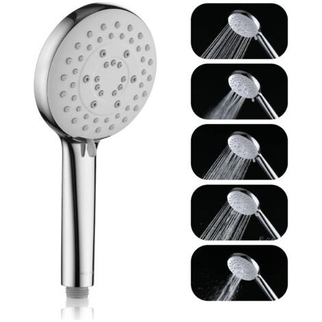 Shower head with high pressure and water-saving hand shower with 5 spray settings, adjustable flow (1/5)