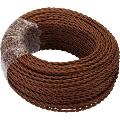 Câble Electrique Textile 10M，Rétro torsadé fil tressé，Fil de cuivre recouvert de lin 2 noyaux（2x0,75 mm²），Pour DIY Pendentif Lampe/Café-RAPANDA (1/5)