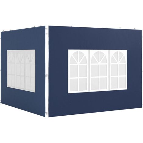 Ensemble de 2 panneaux latéraux pour tonnelles 3x3 et 3x6, étanches, avec fenêtres, bleus
