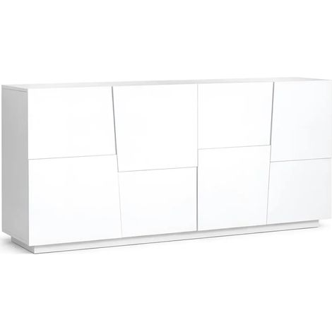 Credenza 4 Ante Bianco Laccato Madia 2 Ripiani Soggiorno Moderno