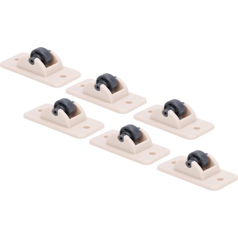Lot de 20 mini roulettes autocollantes non rotatives pour petits meubles, à coller sur une poulie. Roue en plastique. (1/5)