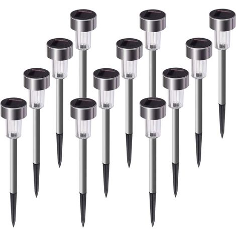 Solar-Außenleuchten, 12er-Packung, Edelstahl, kaltweiß (1/5)