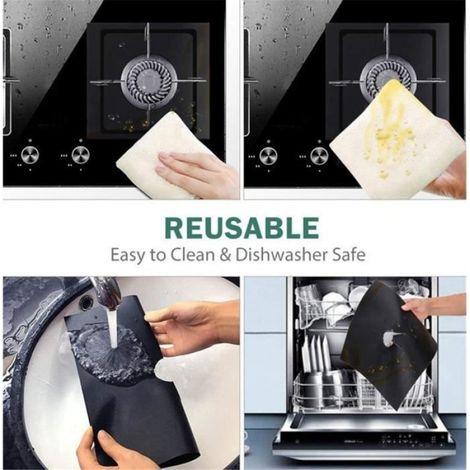 Protection de Cuisinière - Non spécifié - Couvercles de Brûleur Gaz - Teflon - Noir - Lot de 4 (1/4)