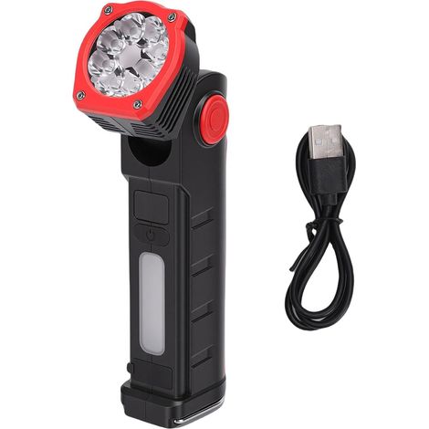 LED-Arbeitstaschenlampe mit Magnetfuß, 90 Grad drehbarem Kopf, Digitalanzeige und Stiftclip, für Autoreparaturen und Camping (Rot) (1/5)