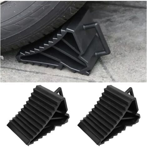 Cales de roue de remorque en 2 parties, cales de frein de voiture, cale de roue en plastique avec poignée pour voiture, remorque, caravane, camping-car (1/4)