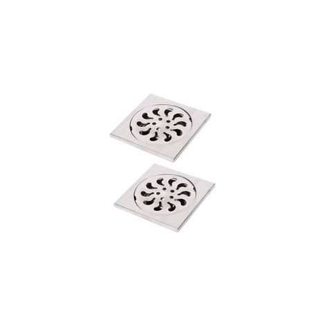 2pcs Siphon de Sol Acier Inoxydable, Grille de Douche Carrée Filtre de Douche Drain de Douche Attrape Cheveux pour Salle de Bain, 90x90x30mm (1/5)
