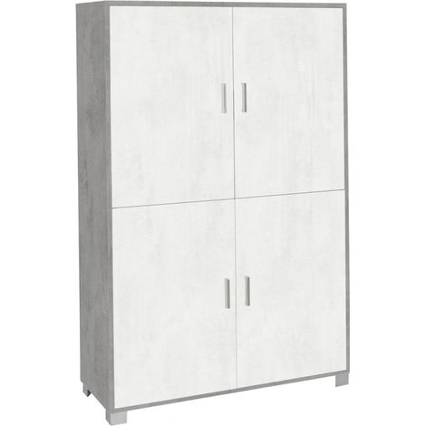 Mueble 4 Puertas 108L x 41P x h161 – Acabado Cemento y Blanco Opaco – Sarmog
