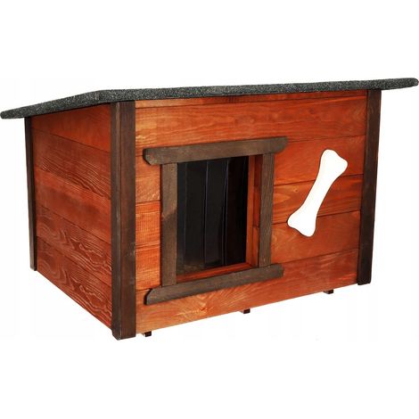 CASA ISOLATA CASA PER CANI IN LEGNO + TENDA CASA 66x51 cm STIROLO (1/5)