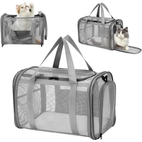 Sac Transport Chat, Sac de Transport pour Chien Respirant et Pliable, Caisse de Transport Chat avec Bandoulière Réglable, Cage Transport pour Chat et Chien Voyage en Train,Voiture(42x26x29cm) (1/5)