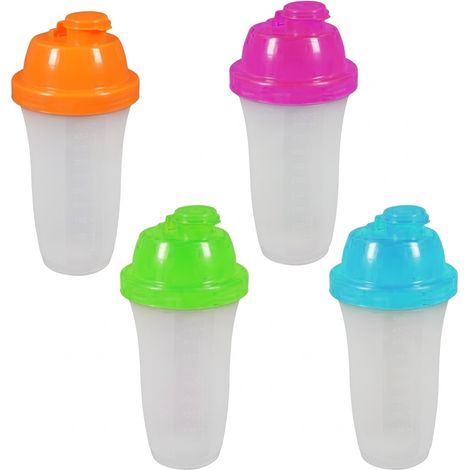 Set 4 Shaker Graduati 500ml per Caffè Freddo e Proteine con Filtro Miscelatore e Tappo a Chiusura Ermetica bottiglia dosatore Alta 20cm contenitore Granita frullati in Palestra  in Viaggio