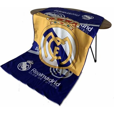 Serviette de plage géante Real Madrid pour supporter, cadeau périphérique, grande serviette de bain football, éponge absorbante, idéale fan, 80x160 cm (1/4)