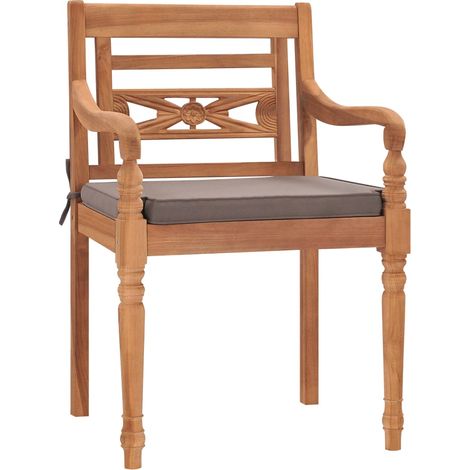 Maison Exclusive - Chaises Batavia lot de 2 avec coussins gris foncé Bois de teck (1/5)