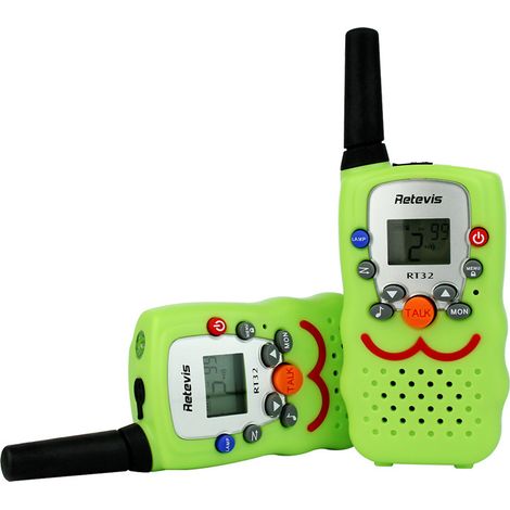Talkie Walkie Enfant, 8 Canaux avec Dragonne Lampe de Poche VOX, Longue Portée Cadeau de Sourire pour Fête d'anniversaire, Jeu Famille, Chasse Extérieur (1 Paire, Vert) (1/4)