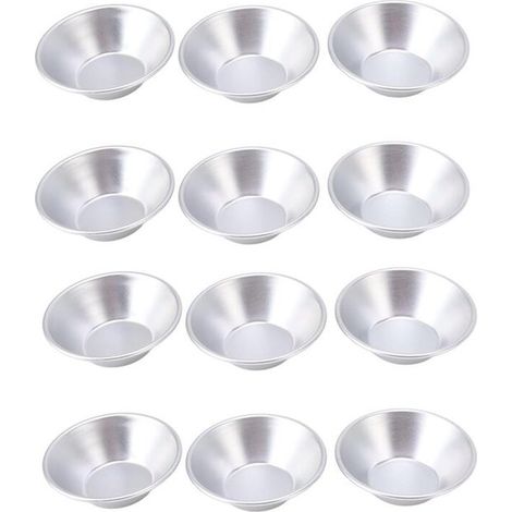 Moules à tartelettes - 12 Pièces - Mini moules à quiches - Aluminium - Moules à pâtisserie - Outils de moulage DIY pour pudding à la crème rond - Antiadhésif et réutilisable - Pour petits moules à tar (1/5)