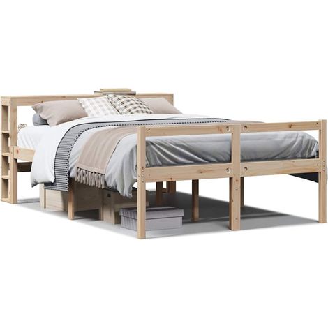 Lit double Lit adulte Lit pour personne âgée avec tête de lit sans matelas 120x200 cm (1/5)