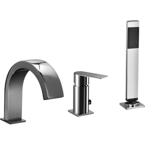 Miscelatore bordo vasca con deviatore Steel Looking Paffoni serie Tango TA040ST  Ottone - Steel looking