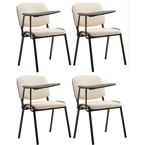 Set di 4 sedie Ken con tavolo pieghevole in similpelle crema