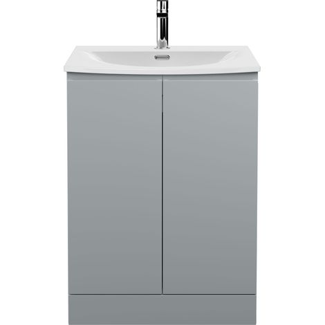 Hudson Reed Urban Floor Standing 2-Door Vanity Unit with Basin 4 Satin Grey - 600mm Wide (1/5)