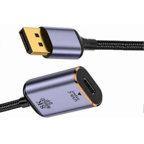 Adaptateur convertisseur USB-C vers DisplayPort, câble TV HD USB-C Type-C femelle vers sortie DisplayPort 1.4, prend en charge 8K à 60 Hz, convient aux tablettes. (1/5)