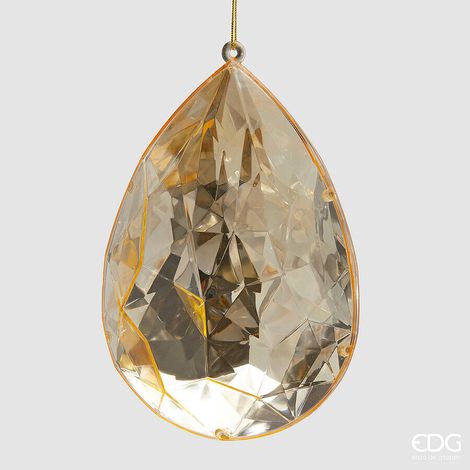 EDG Enzo De Gasperi Decoro Diamante Goccia di Natale da Appendere H 23 Cm L 16 Cm L 10 Cm Pp Champagne