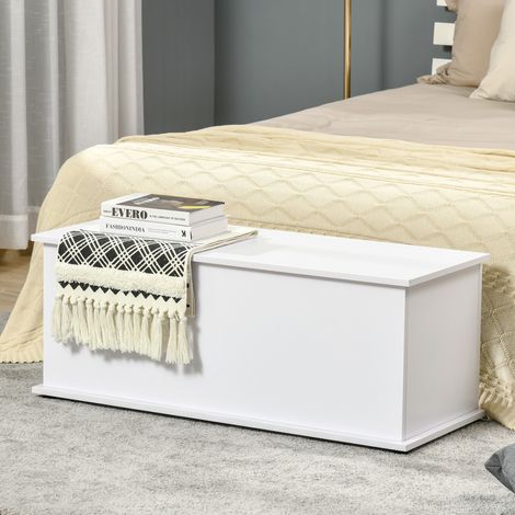 Cassapanca contenitore, panca contenitore con coperchio incernierato e cerniere di sicurezza, panca porta scarpe, mobile per ingresso, corridoio, camera da letto, soggiorno, 100 x 40 x 40 cm, bianco