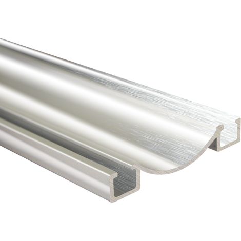 Rail bas aluminium pour placard coulissant - Lg 3m (3000 x 53 x 9 mm, Inox brossé) HOMEWELL