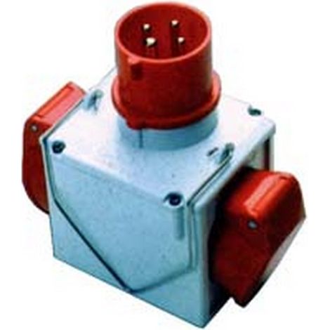 1PZ ADATTATORE INDUSTRIALE 380V CON SPINA E 2 PRESE CEE IP44 - 16A colore rosso 73111