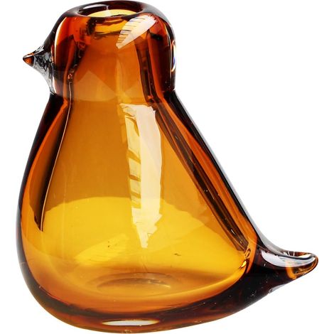 Vase à Fleurs en Verre soufflé à la Bouche épais pour la Maison, Mariage, Cadeau et événements Jaune ambré 9,7 x 13,7 cm (1/5)