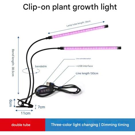 Filiyano – Lampe horticole tricolore avec tube LED flexible, lot de 2 tubes, idéale pour la croissance des plantes. (1/5)