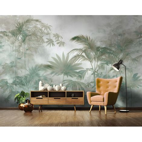 Fototapete Dschungel Loft Wald Beton Natur, für Wohnzimmer und Schlafzimmer, 150 x 105 cm – Komplettset inkl. Kleister & Anleitung (1/5)