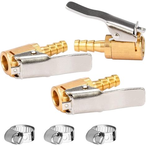 3 Pcs 1/4" Air Chuck Brass Car Valve Air Valve (1/5)