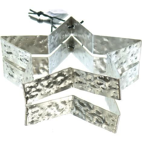 GASPER Weihnachtsstern Silberfarben mit Hammerschlagoptik & Lederband Ø 22 cm (1/3)