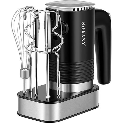 800W Stainless Steel Hand Mixer 5 Speeds with Exit Knob Hand Beater with 2 Dough Hooks 2 Whisks SK-02001 3 in 1 800W (1/5)