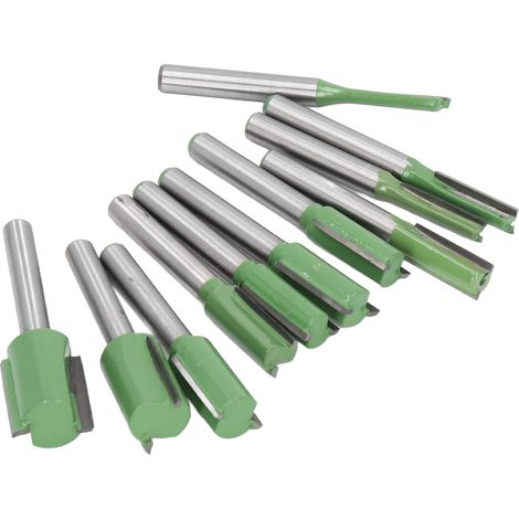 Set mit 11 6-mm-Hartmetall-Fräsern, einfach und doppelt gerade geschnitten, zum bündigen Trimmen und Schnitzen (1/5)