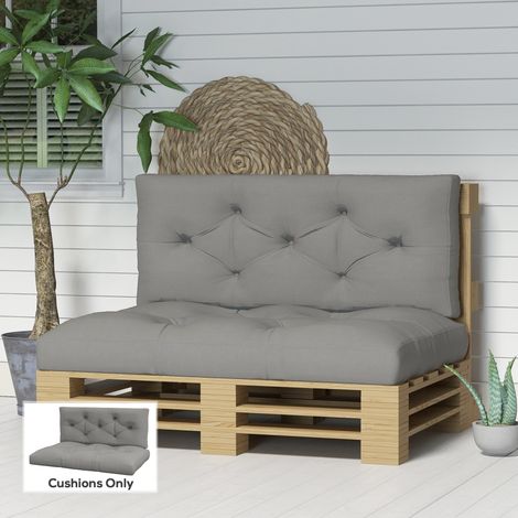 Cojín de asiento, almohadilla de asiento, almohadilla de asiento tapizada, con capitoné, 120 x 80 x 12 cm, gris
