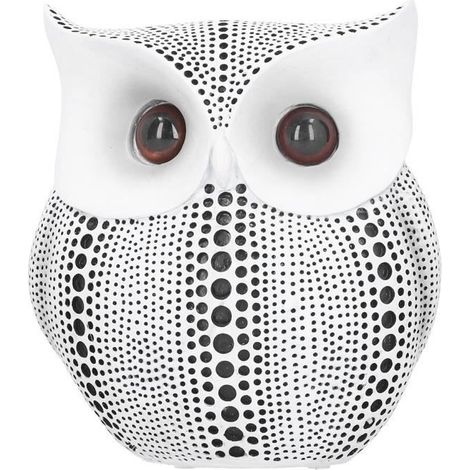 Ornement de hibou BS1027 - Résine - Noir et blanc - 15x13,5x7,5 cm (1/4)
