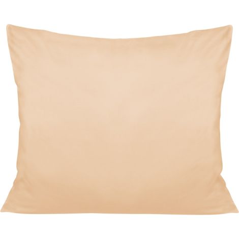 Taie d'oreiller 50x70 en satin de coton, beige clair, beige uni (1/3)